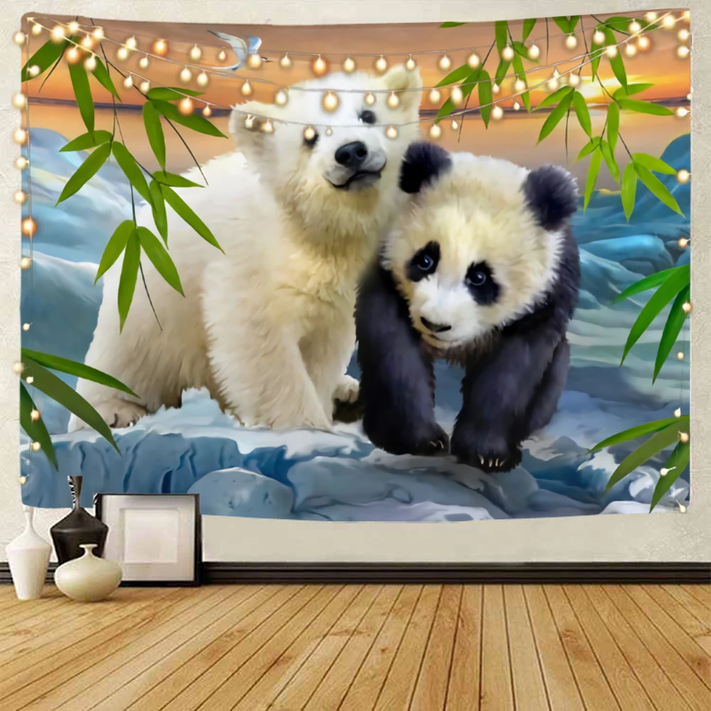 Decoração bonito do fundo do panda gigante, Floresta Animais Tapeçaria, Decoração Home