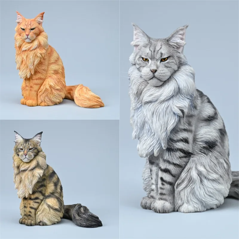 

JXK 1/6 Scale Simulation Resin Mini Maine Coon Cat Animal Model for 12'' Action Figures Doll Accessories Decoration