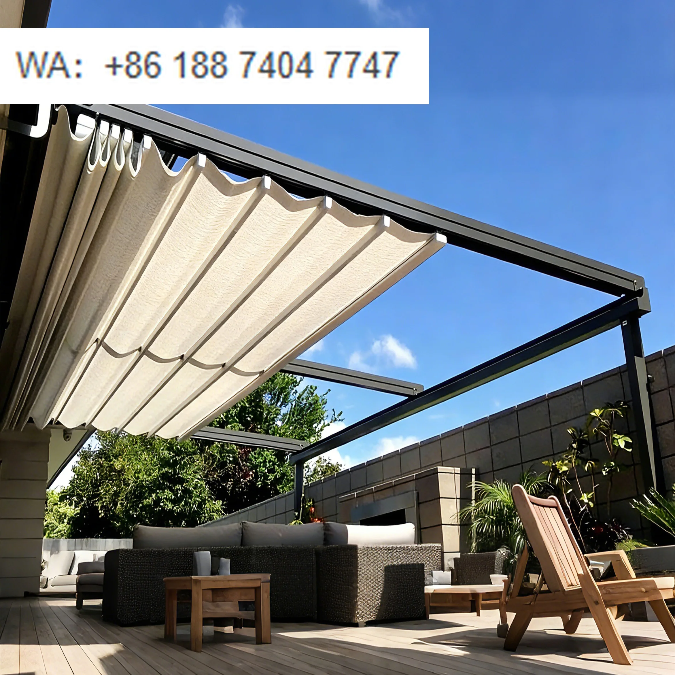 Outdoor Customization Retractable PVC Sunshade Awning with Remote Control Motorized Electric Folding Roof and Rain Canopy