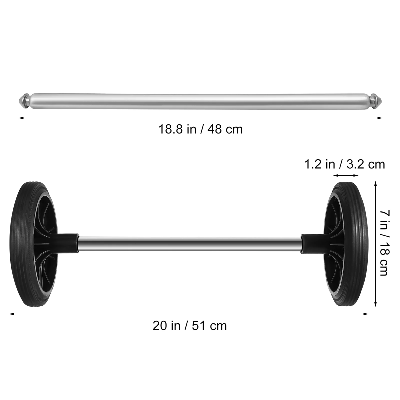 2 Small Rubber Wheels 48cm Hollow Axle Plastic Garbage Can Accessories Easy Install Quiet Maneuver Efficient Waste