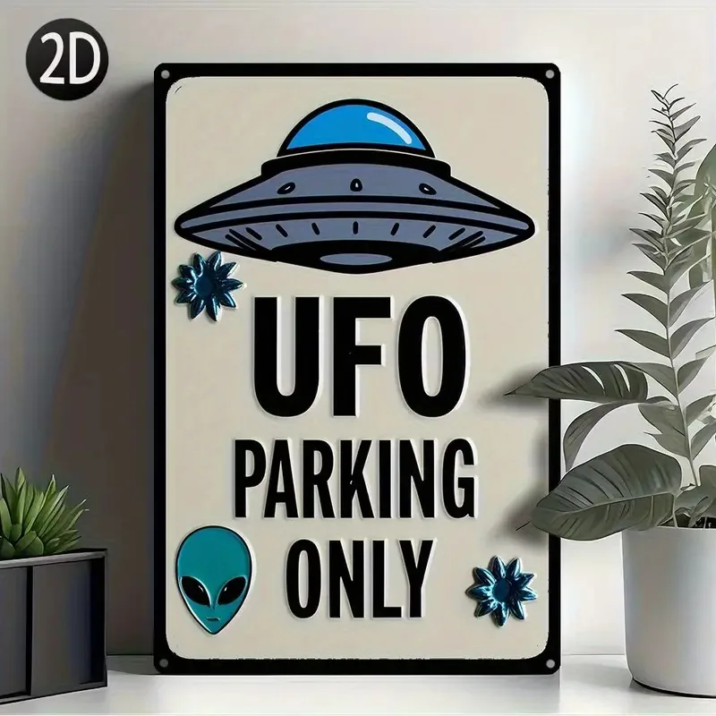 8X12Inch Ufo-Specific Parking Aluminum Sign - Vintage Nostalgic Wall Decoration, Suitable for Home, Kitchen, Dormitory, Office