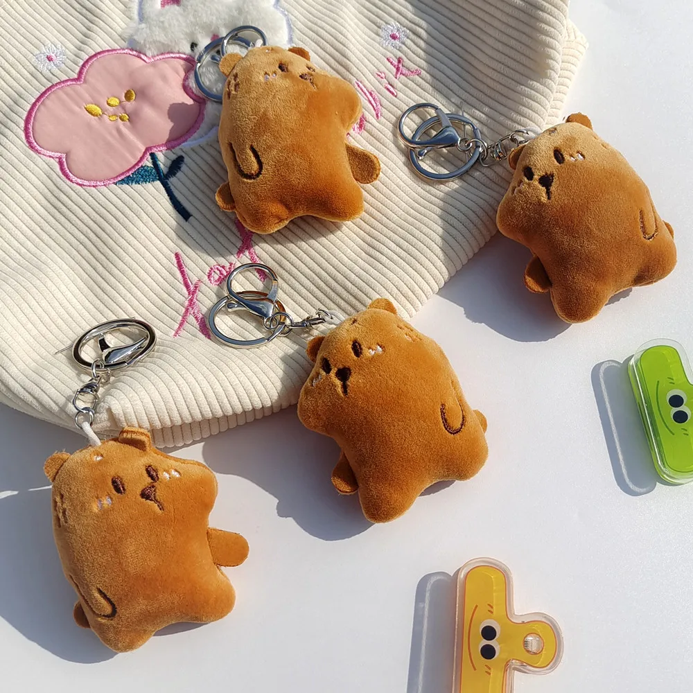 Kawaii Bear Squeeze Squeak Plush Doll Keychain Pendant Creative Ins Small Fresh Brown Bear Pinch Music Fidget Toy Bag Pendant