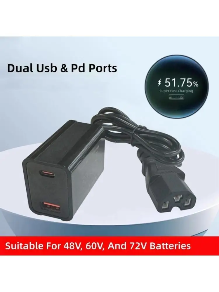 

31BA Double Port USB Type C Fast Charging Adapter For 30V-90V Electric Bicycles