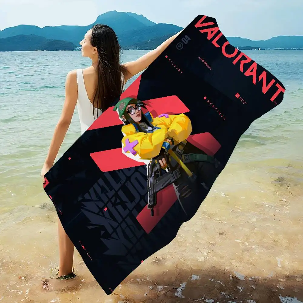 Shooting Game V-VALORANT Microfiber Beach Towel Absorbent Quick dry Soft Yoga Swimming Resort Mountain Climbing Towel