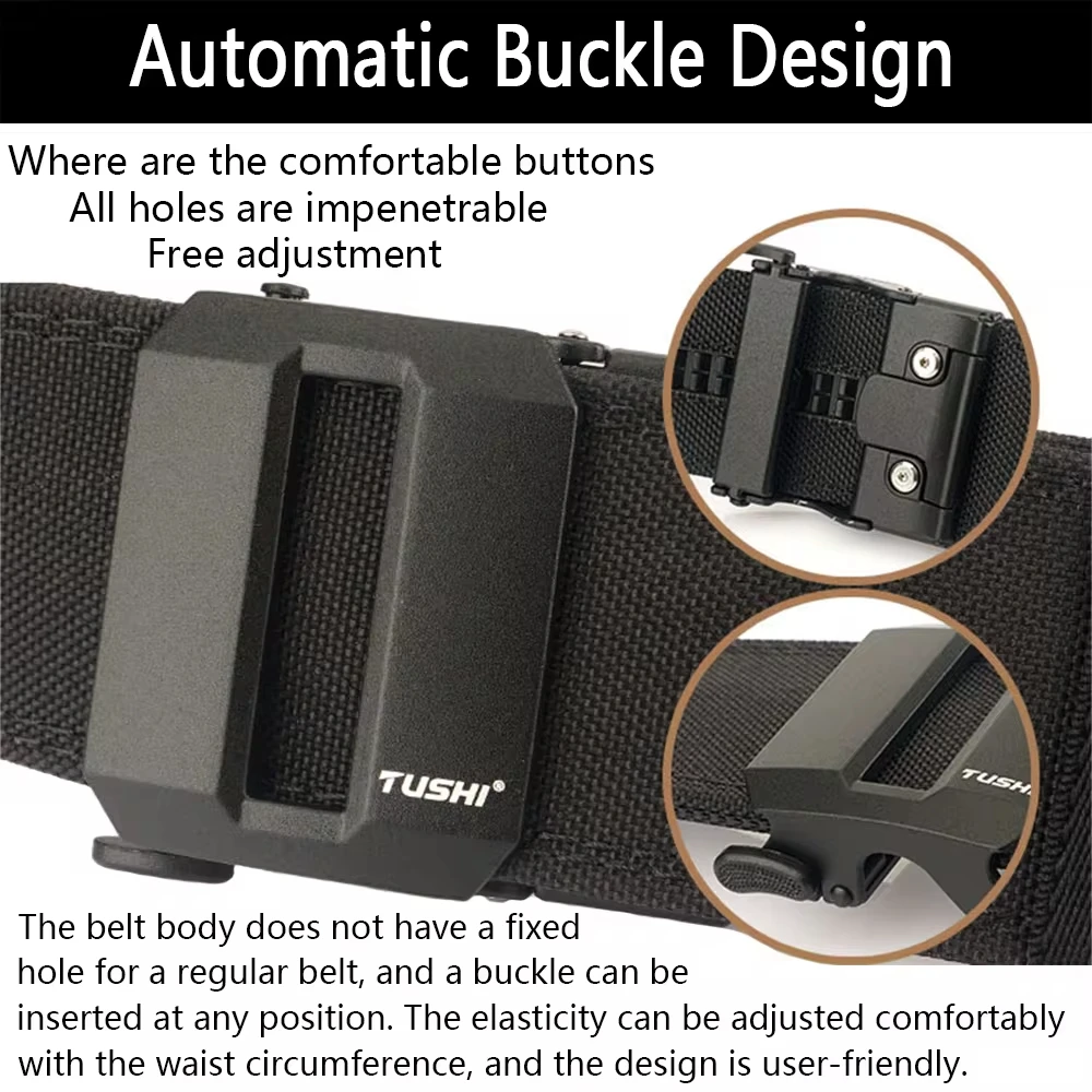 TUSHI Brand 5CM Wide functional wind hanging gun shooting training belt men\'s versatile workwear casual nylon automatic buckle