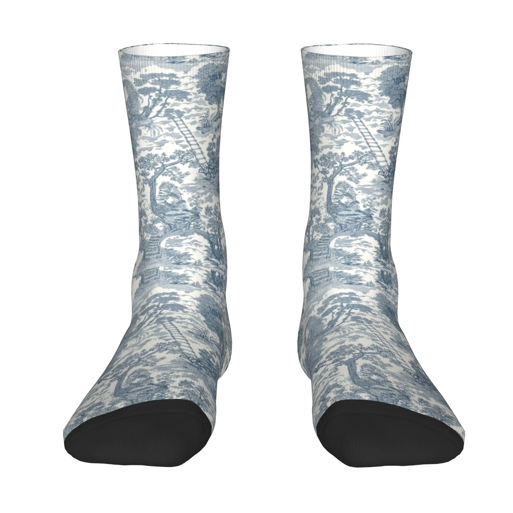 Custom  Vintage Toile De Jouy Dress Socks Men's Women's Warm Fashion Novelty  Crew Socks