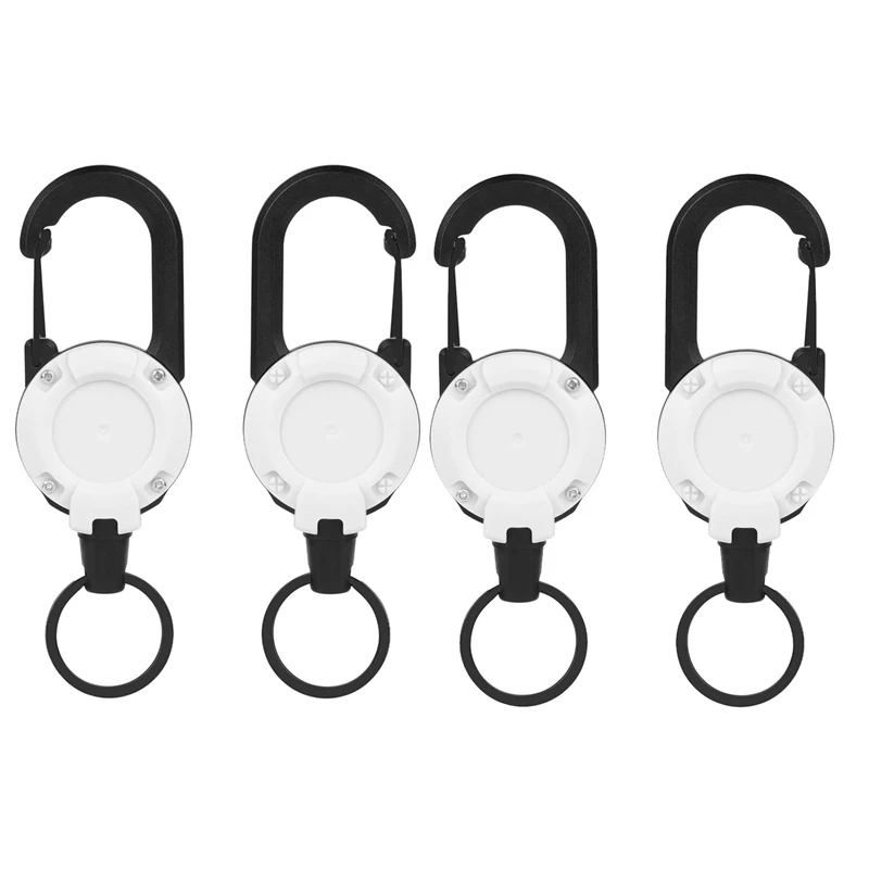 4Pcs Retractable Badge Holder Retractable ID Badge Reel Heavy Duty Reel Clips (White)