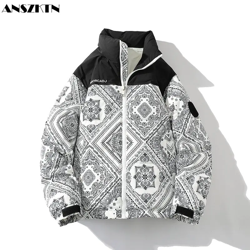 ANSZKTN – doudoune à fleurs de cajou pour homme, nouvelle collection hiver