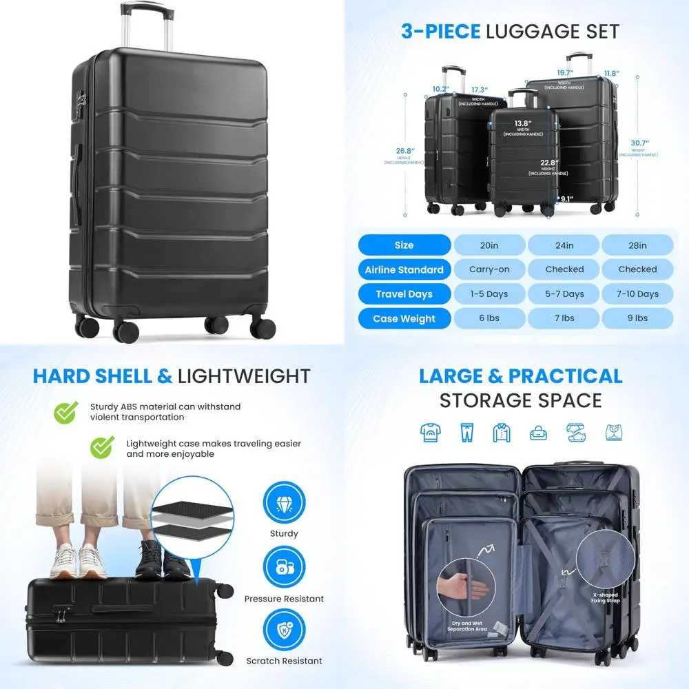 

24 inch expandable hardshell spinner luggage with tsa lock