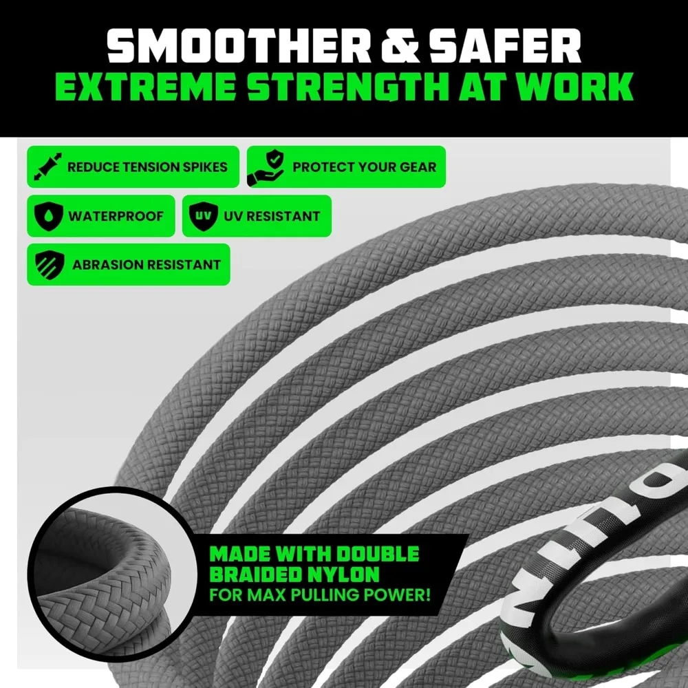 حبل سحب للانتعاش الحركي عالي التحمل للمركبات على الطرق الوعرة، مناسب لمركبات UTV وATVs والشاحنات والسيارات والجرارات - مطاطي ممتاز #3