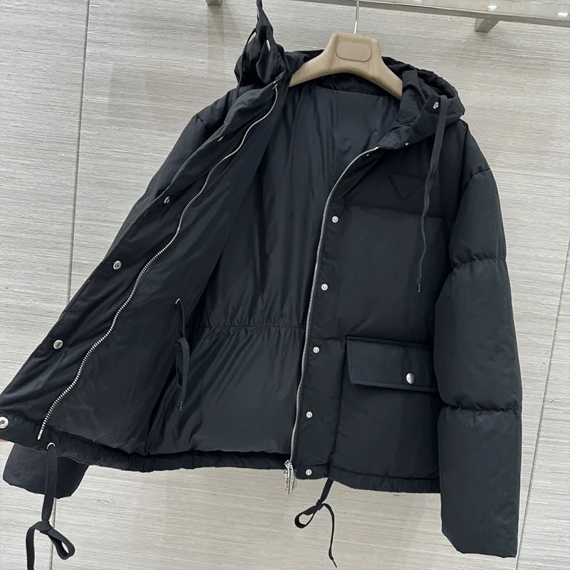 سترة نسائية عالية الجودة بغطاء للرأس من ريش البط الأبيض مع جيب كبير ثلاثي الأبعاد معطف شتوي للسيدات 25930106