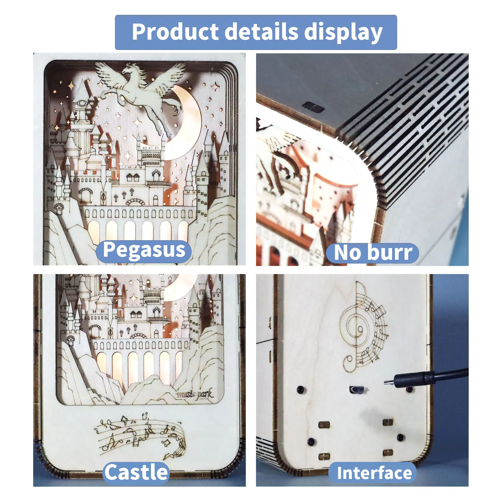 ألغاز خشبية ثلاثية الأبعاد للبالغين ، صندوق موسيقى القلعة ، إضاءة ليلية ، مشغولات يدوية الصنع ، مجموعات نموذجية ، هدايا عيد الميلاد أو عيد الميلاد