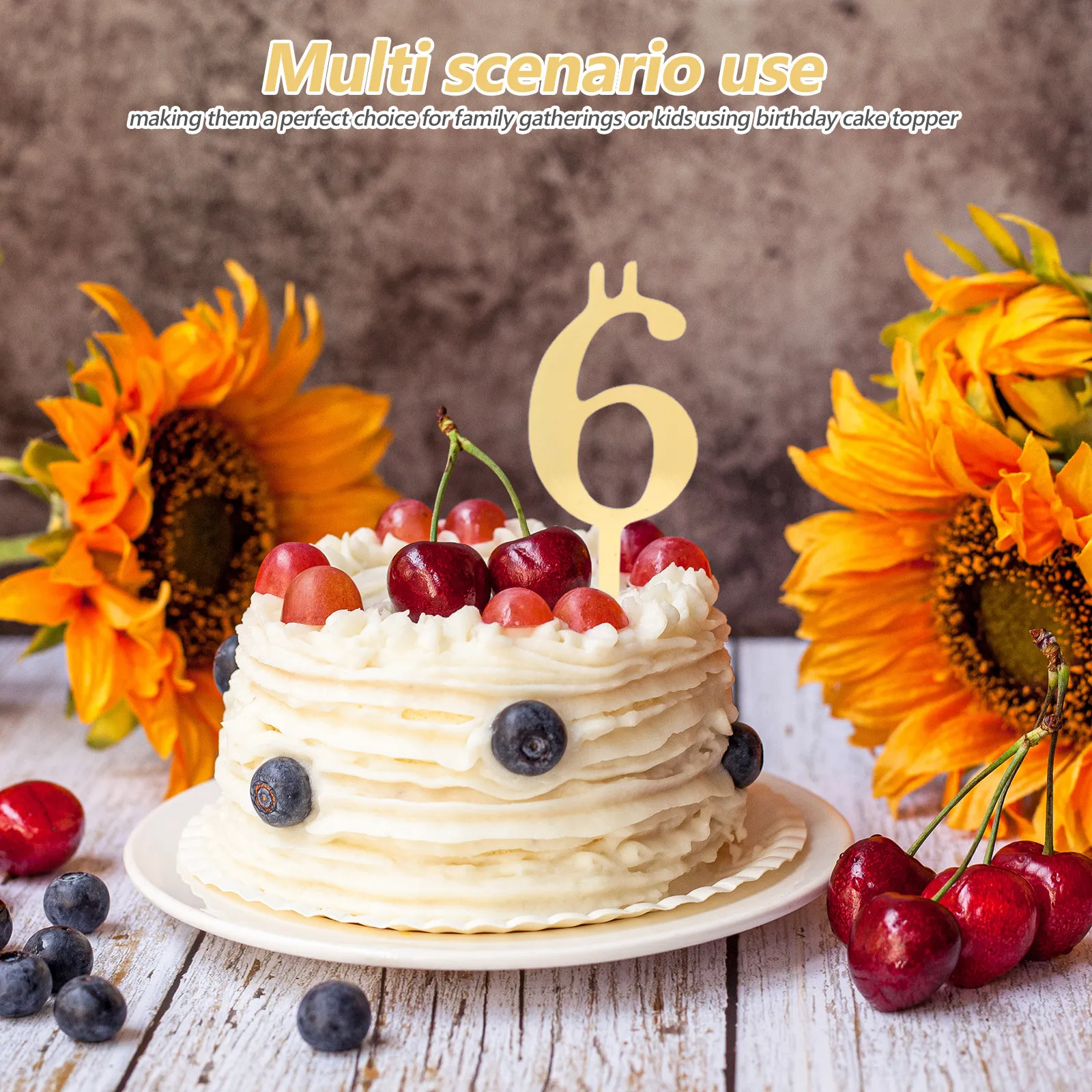 10Pcs Gold Number Candle Holders 0 to 9 Reusable Birthday Cake Toppers for Party Baking Decor
