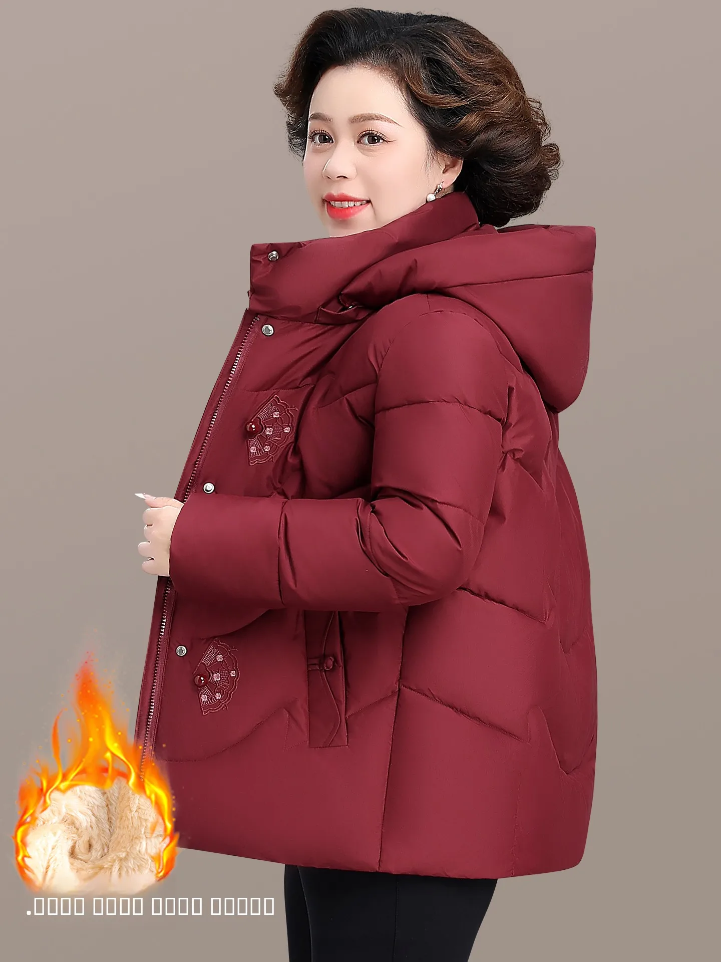 

Thiened ort Cotton Jaet Women's Warm Outerwear Coat andma Sle Faionable All-Match Winter Clothes for Mom