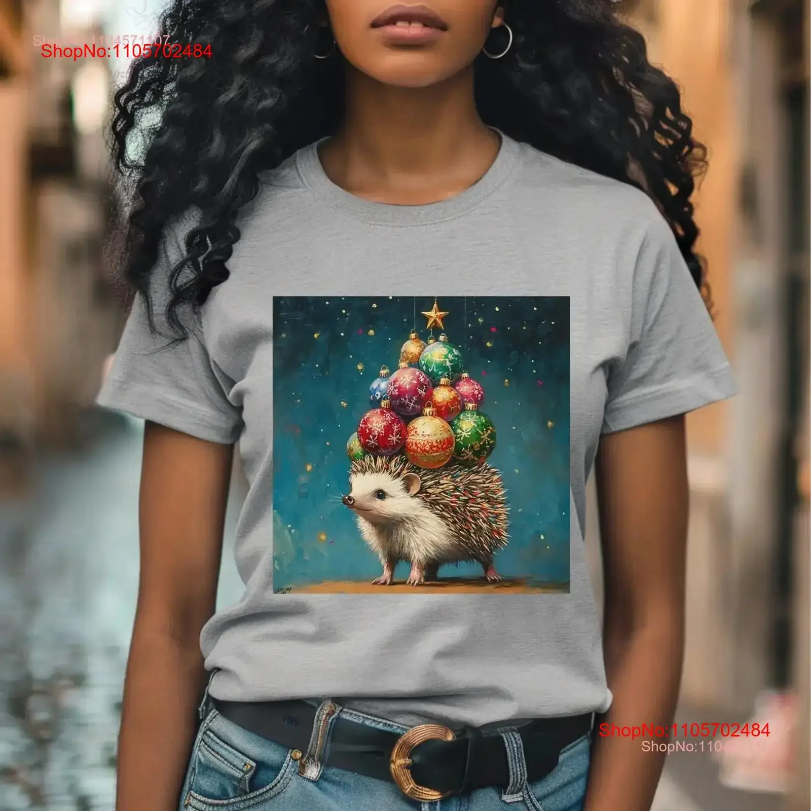 Hedgehog's Ornaments Balance T Shirt Christmas Theme Animal Hedgehog Art Ideas vintage Washed graphic Casual homme Stylish