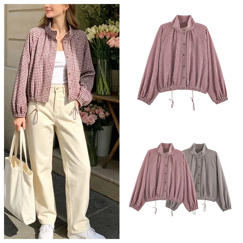 New Women's Jacket - Plaid Long Sleeve Loose Parka, Casual Fashionable Versatile Minimalist Style, Comfortable for Everyday Wear
