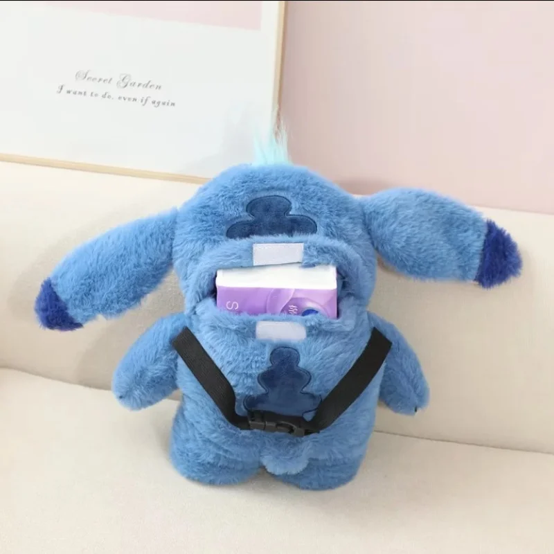 Anime Lovely farcito peluche Stitch Cute Stitch Tissue Cover scatole di fazzoletti per auto sedile posteriore appeso scatola di fazzoletti custodia in peluche