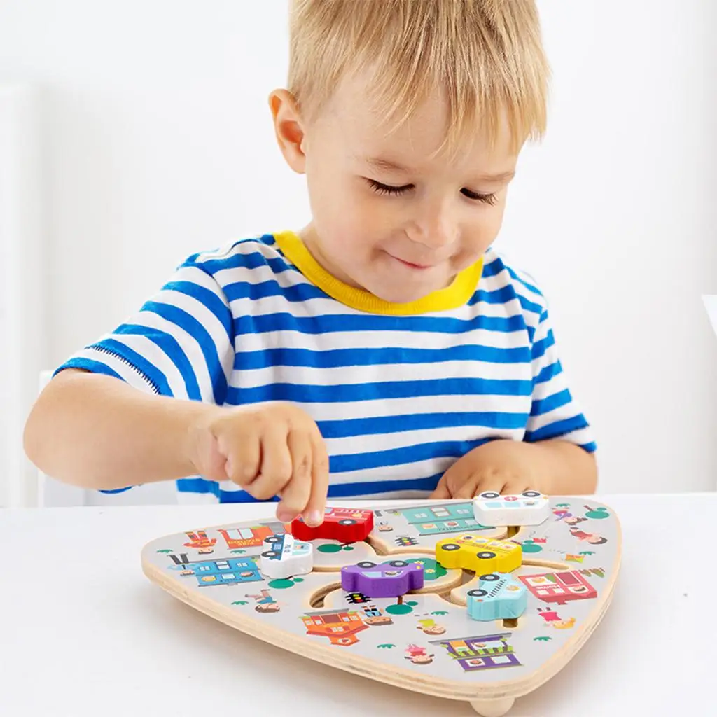 

Puzzle Wooden Maze Board Math Education Toy Fine Color Recognition for Toddler 3 Year Kids