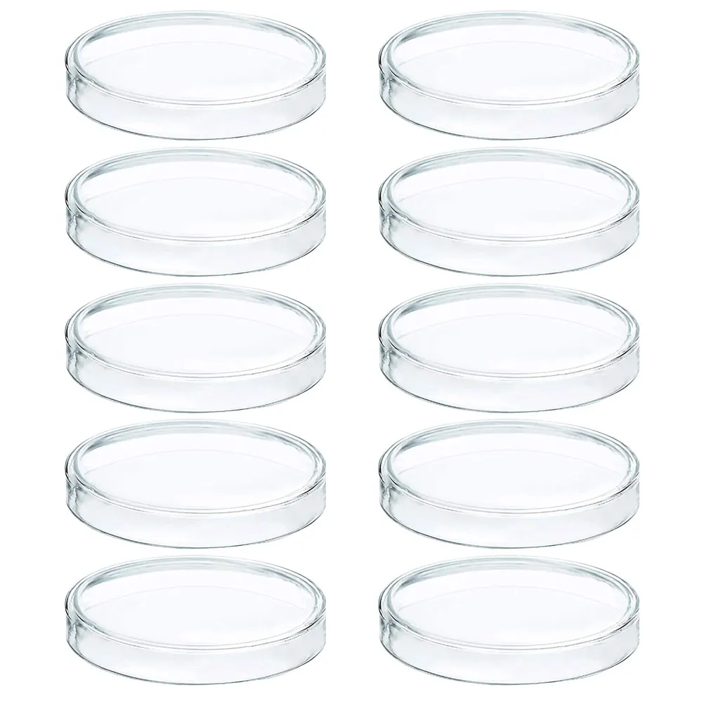 

10Pcs Petri Dishes with Lid Clear Cell Tissue Petri Plates Laboratory Supplies