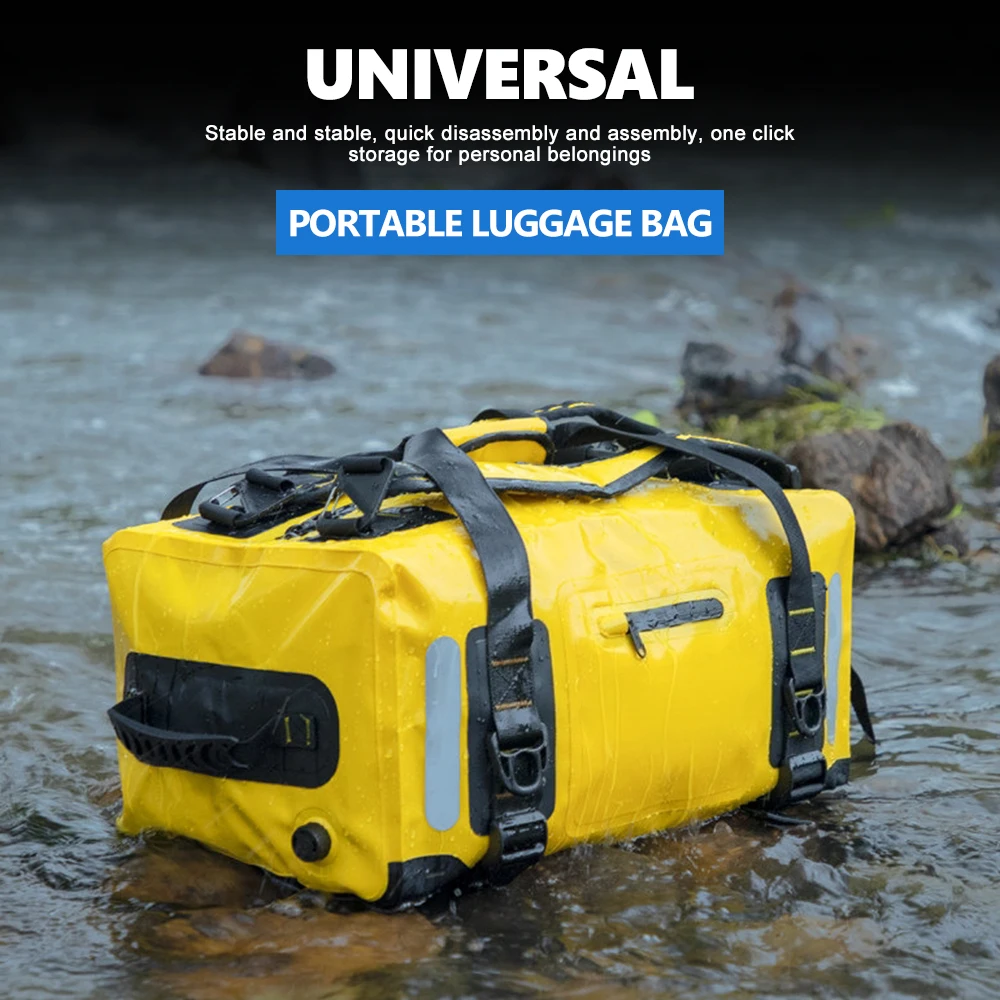 Motorcycle Bag Multi‑D‑Ring Strap Mount Outer Zipper Pocket Submersible Dry Duffel For Adventure Riding Mod Parts
