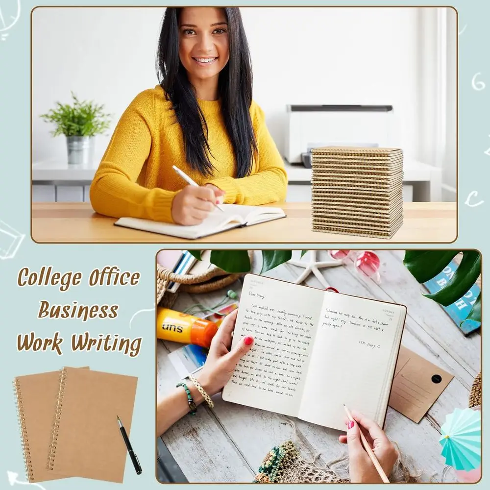 A5 Spiral Notebooks, 100-Pack, 8.3x5.5 Inches, College Ruled, Bulk Journals, Thick Paper, Ideal for School, Office, and Home (Kr