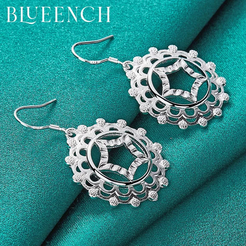 Blueench 925 Sterling Silver Large Wreath Eardrop Earrings Earrings for Woman Proposal Wedding Party Fashion Jewelry