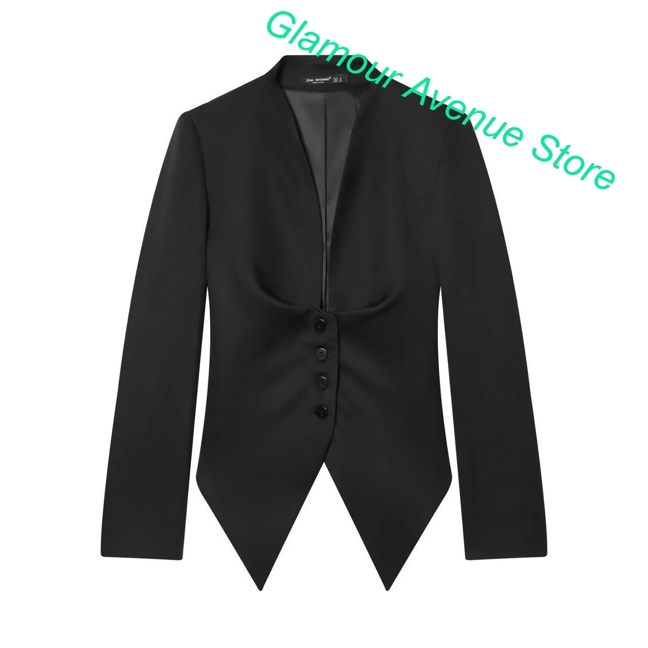 American retro slim solid color irregular suit jacket women's spring and autumn fashion temperament lace-up casual waist suit