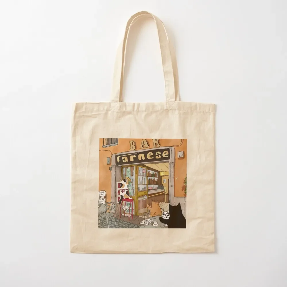 Journal of a Cat in Rome - Morning at the Bar Tote Bag Women's bags Shopper bag tote bag woman Fabric