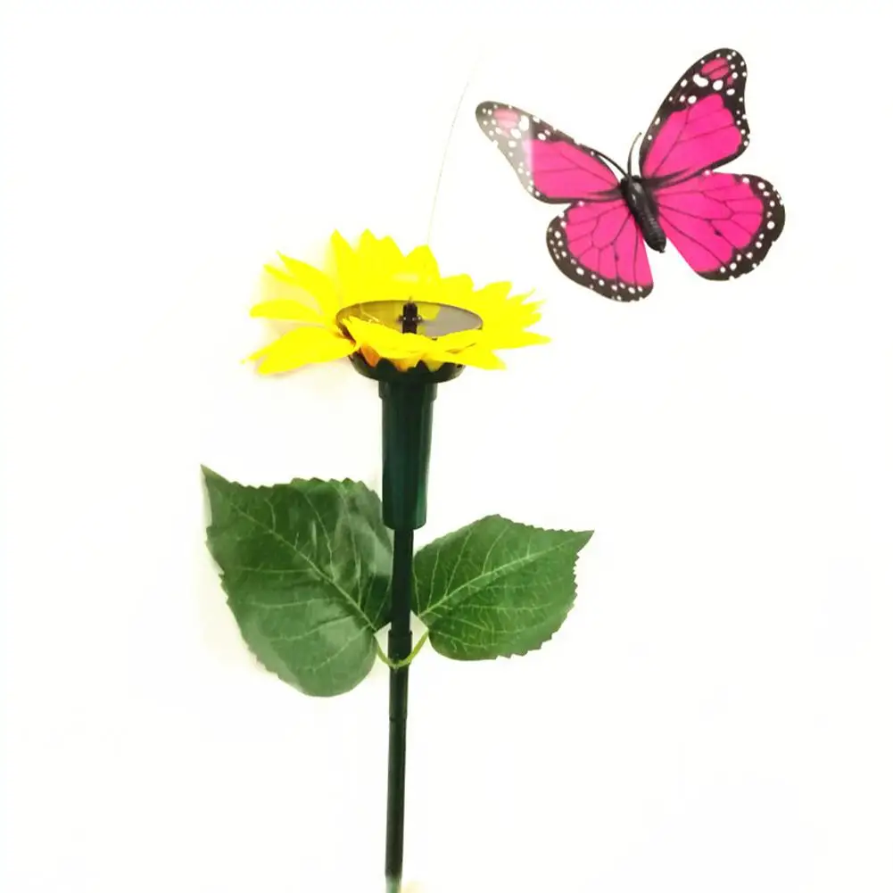 Solar Sunflower Flower Butterfly Hummingbird Lawn Decoration Flying Butterfly Feather Solar Bird E4I4