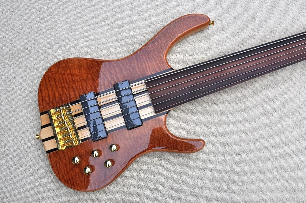 Flyoung Musical Instruments Bass Guitar 6 Strings Electric Bass Guitar Fretless Bass Guitar