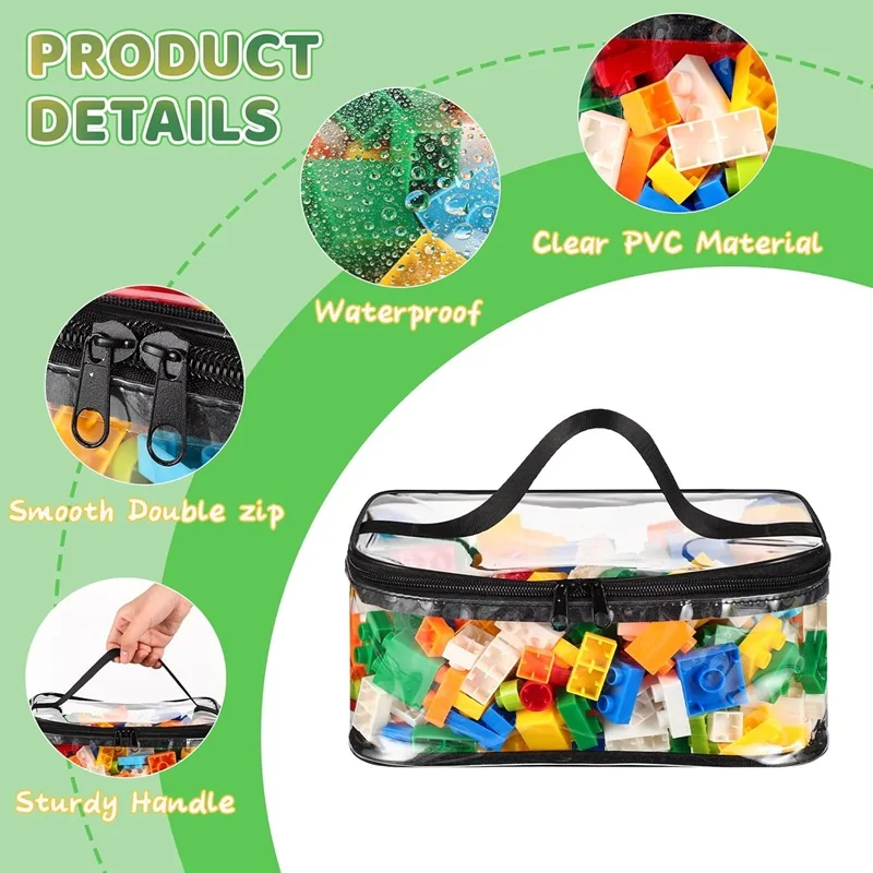 Spielzeug-Aufbewahrungstasche, transparentes Netzgewebe mit Reißverschluss, großes Fassungsvermögen, Organizer für Puzzles und Bausteine, Aufbewahrung für Kosmetik, Spielzeug und Toilettenartikel, für Reisen – Detail 4