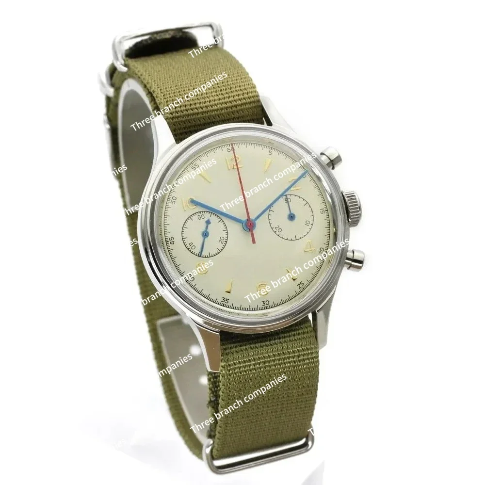 

40mm 38mm Luminous Vintage Chronograph 1963 Men's Mechanical Watches Movement Nylon Strap Assistir Homens
