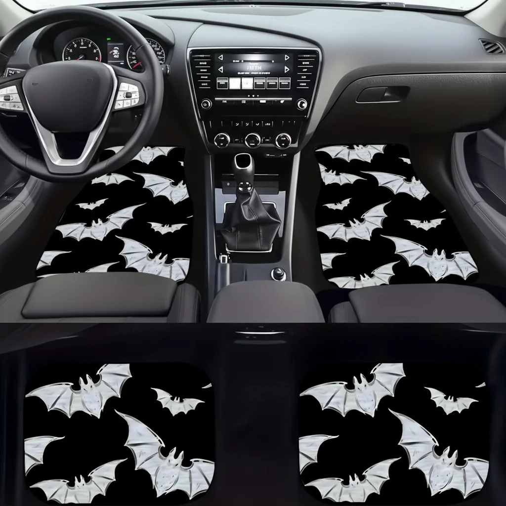 4PCS Bat Car Floor Mats Set Waterproof Anti-Slip All Weather Protect for Vehicle Carpets Universal Fit