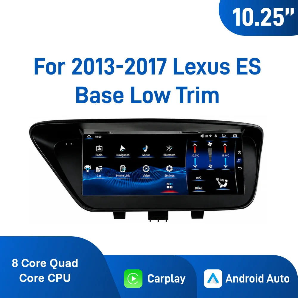 10.25 Inch Android Car Navigation for Lexus ES 2013-2017 Base Low Trim Interior Upgrade HD Touchscreen GPS Carplay