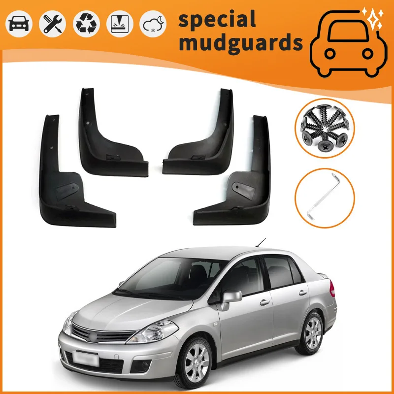 For the 04-14 Nissan Tiida Sylphy Y62 Mudguards Fender Mudflaps Front Rear Flares Splash Guards Cover Car Accessorie