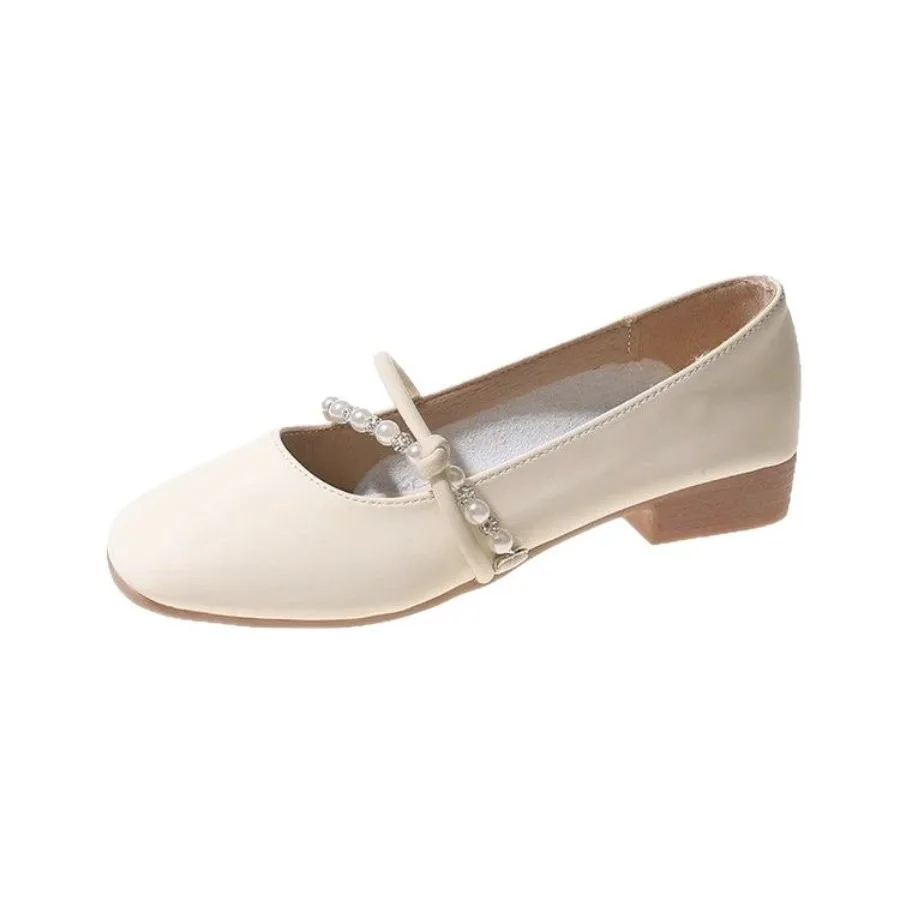 New Elegant French Flat Shoes Pearl Shallow Mouth Soft Leather Ladies Flats Comfortable Anti Slip Low Heel Women's Casual Shoes view 5