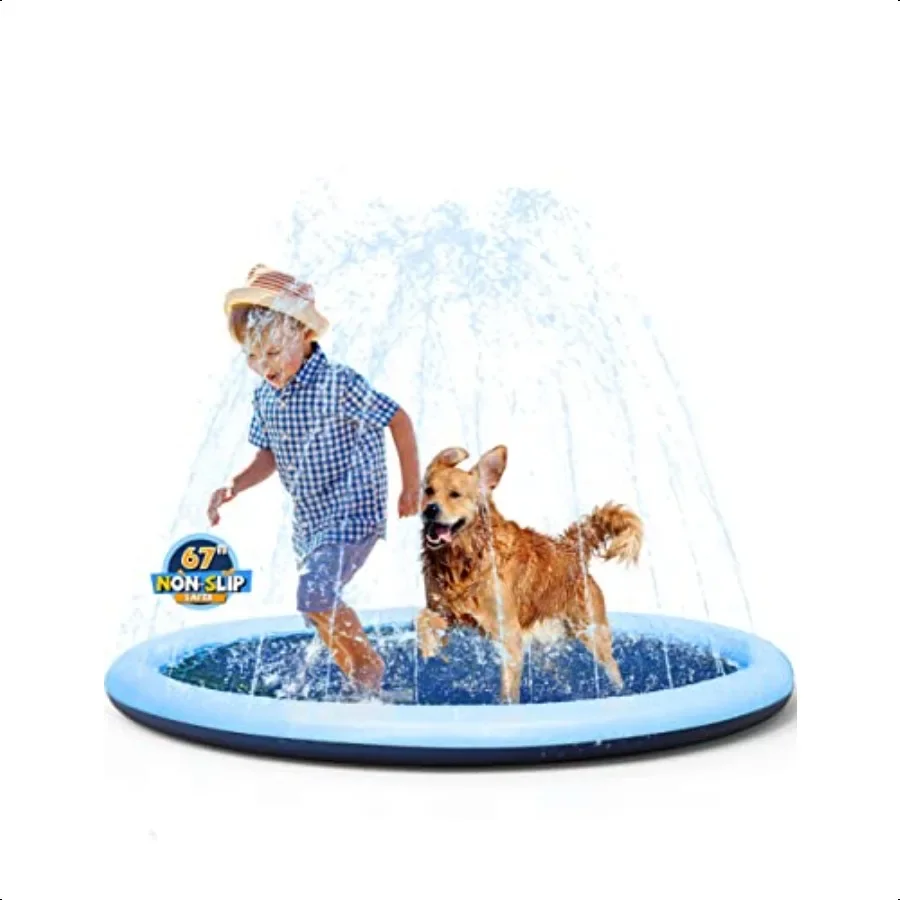 

VISTOP NonSlip Splash Pad for and Dog Thicken Sprinkler Pool Summer Outdoor Water Toys Fun Backyard Fountain Play Mat for Baby