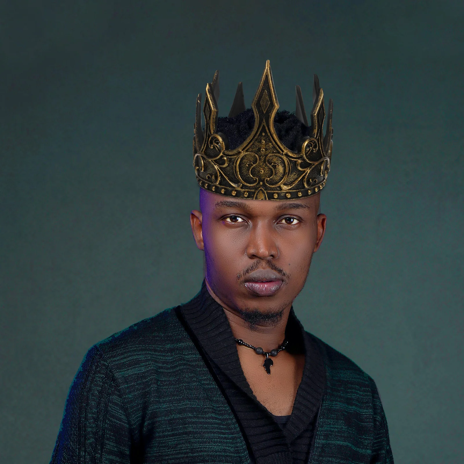 Diadema de corona Medieval para hombre, 2 uds., Pu, dorado, plateado, ajustable, Cosplay, fiesta, boda, graduación, decoración, tocado