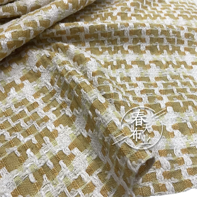 

Light Yellow Fabric Wool Cashmere Knitted Coarse Nylon High-Grade Woven High Quality Woolen Fabric