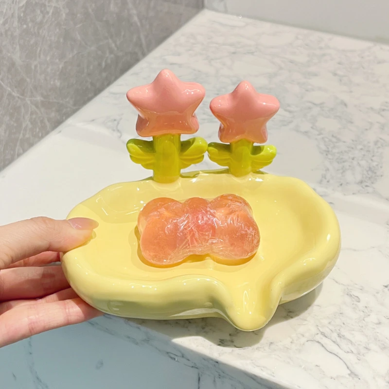 

LH Bathroom Cute Soap Box Drain Soap Box Household Wash Table Soap Dish Shelf