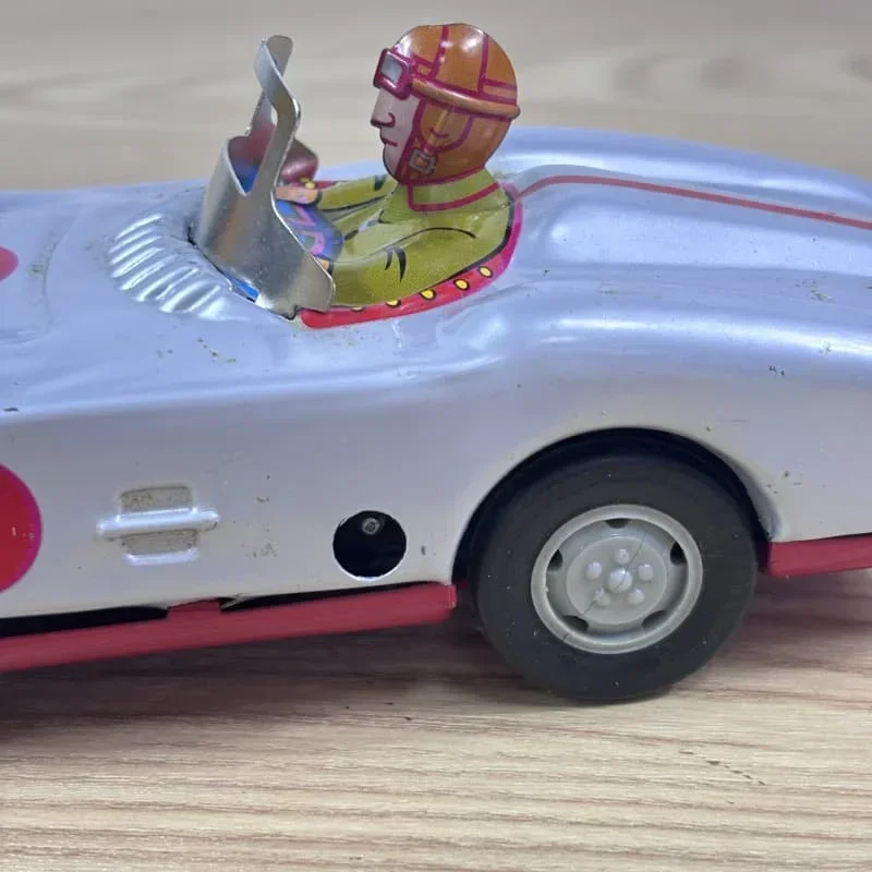 [Zabawna] Kolekcja dla dorosłych Retro Wind up zabawka Metal Tin Racer na samochodzie wyścigowym Mechaniczne zegarowe figurki do zabawy model prezent dla dzieci