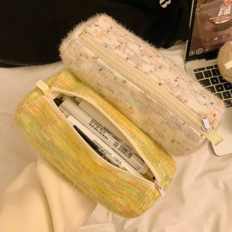 Cute Pencil Case, Large Capacity Round Stationery Storage Bag Girl Pen Box Organizer for Teen Girls Students back to school