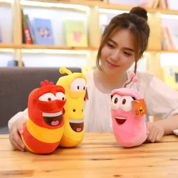 Cartoon Larva Funny Happy Worm Cute Stripe Animal Red Yellow Soft Stuffed Doll Plush Toy Girl Boy Birthday Gift 1pc