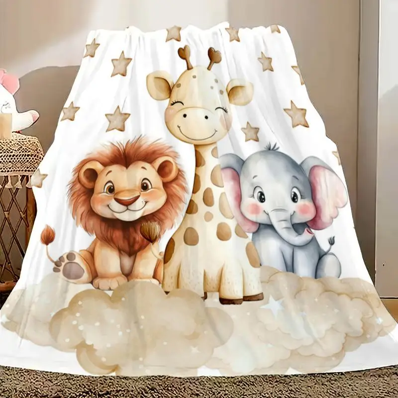 

VIKAMA Cartoon Animal Flannel Blanket Soft Plush Children's Baby Room Blanket Sofa Bedroom Decoration Suitable for All Seasons