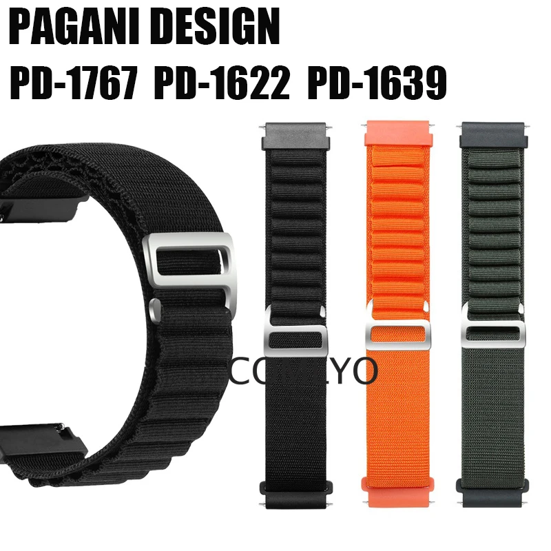 For PAGANI DESIGN PD-1639 PD-1622 PD-1767 Watch Strap women men Nylon Soft Bracelet Men'S Band Belt 20MM 22MM