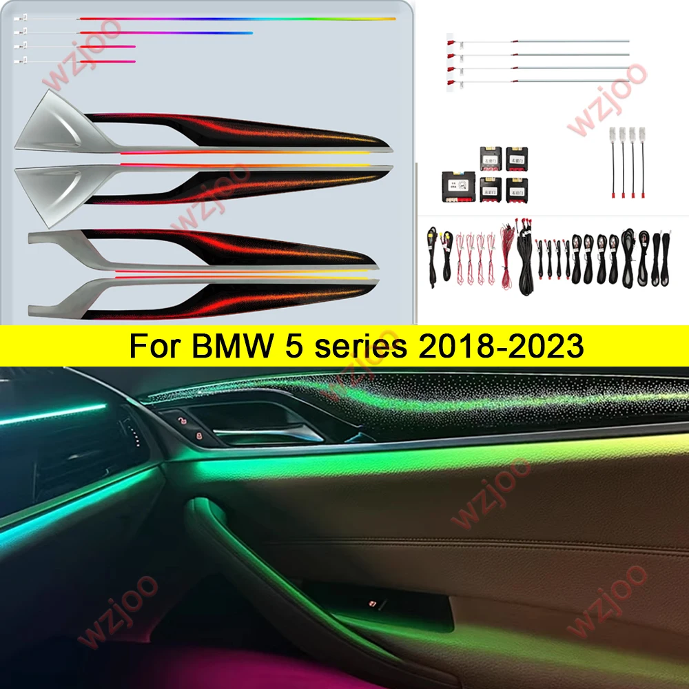 For BMW 5 Series G38 G30 2018-2024 F10 F18 2011-2017 Decorative Atmosphere Lamp Ambient Light Screen APP Control LED Strip