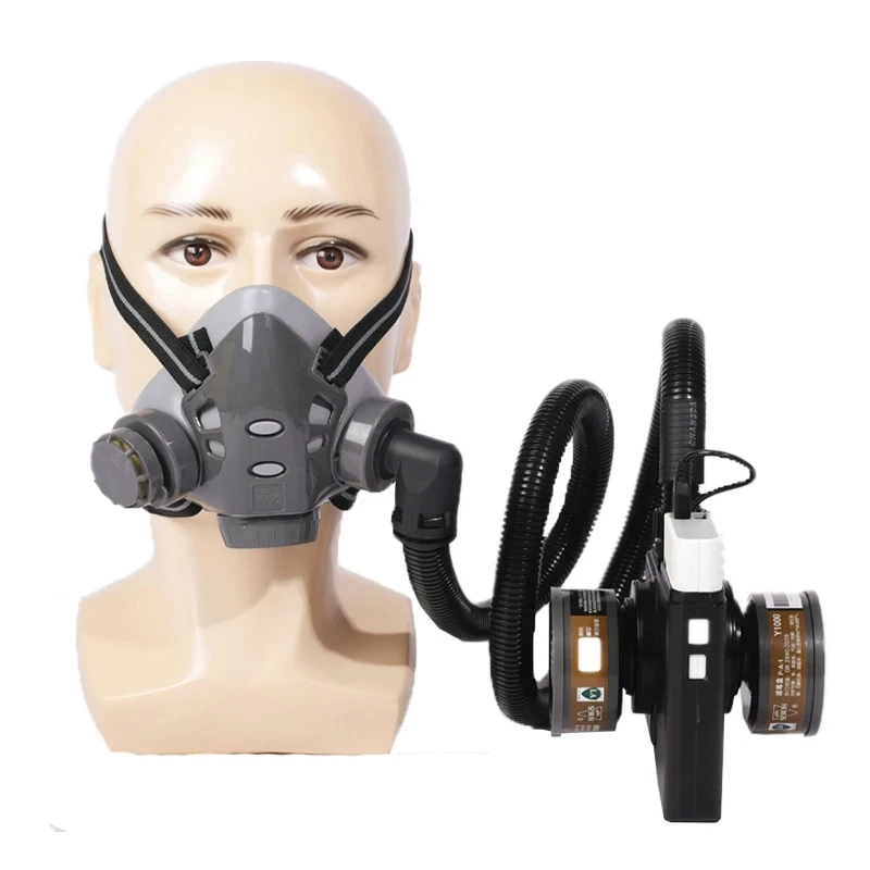 Maschera antipolvere a mezza faccia ricaricabile elettrica respiratore ausiliario portatile per l\'alimentazione dell\'aria per la verniciatura a