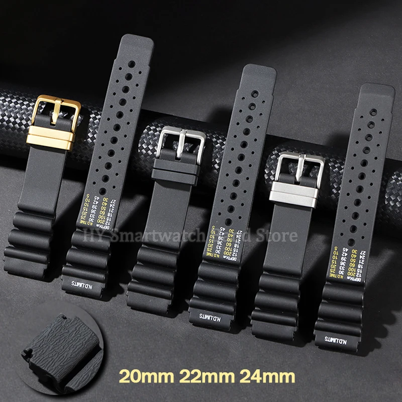 20mm 22mm 24mm nd limits mergulhador pulseira de relógio de silicone para seiko para cidadão para água fantasma cinto mergulho pulseira de borracha