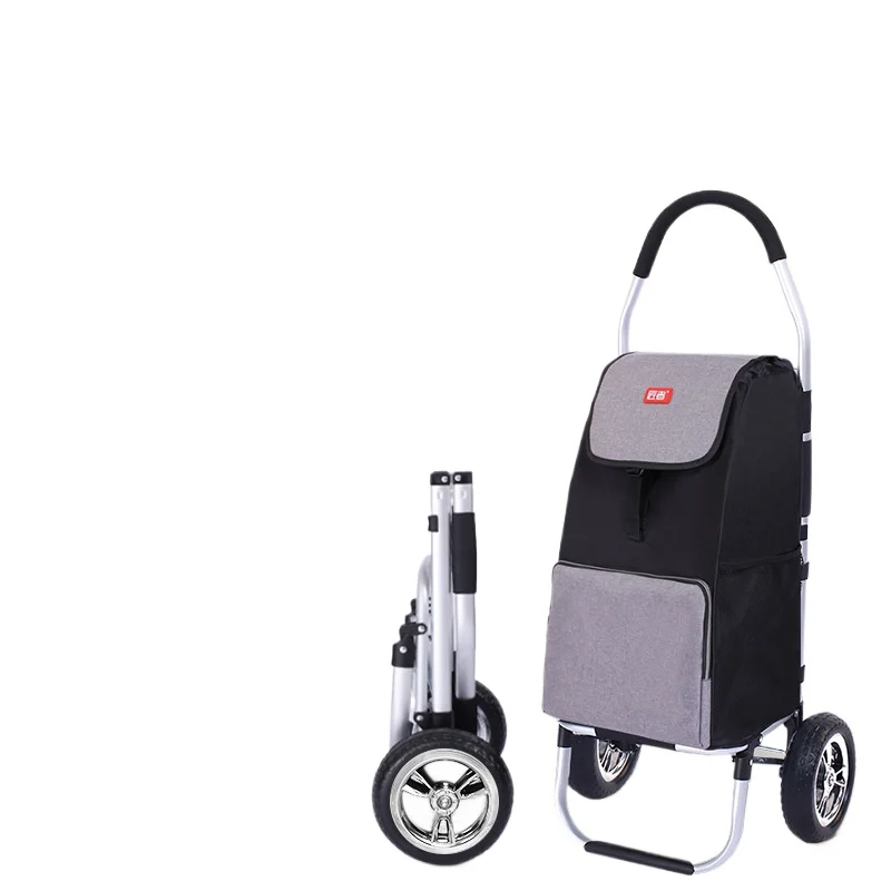 Foldable Shopping Cart for Grocery Hauling Portable Lightweight Pull Cart for Home Use Package Pickup Trolley for All Terrain