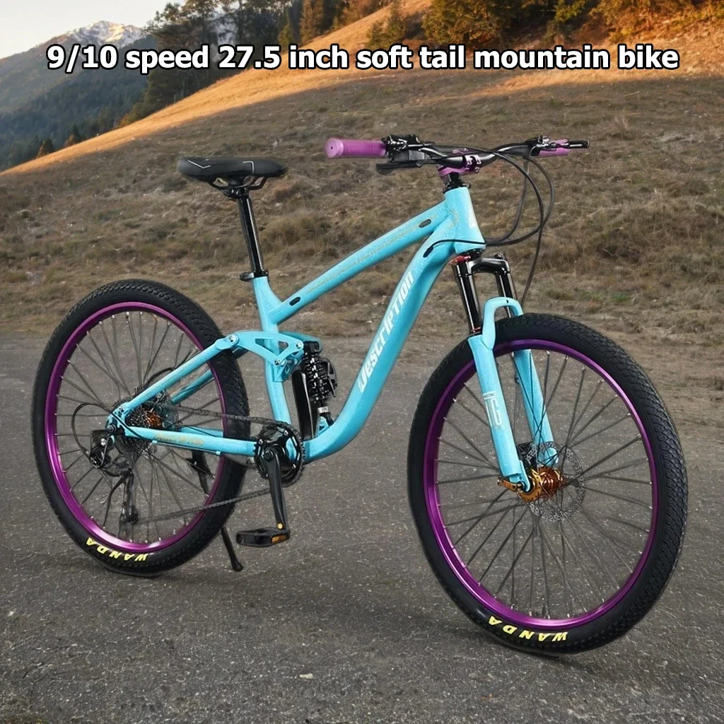 9/10 speed soft tail mountain bike 27.5 inch mtb hydraulic disc brakes Cross Country bicycle shock absorption Downhill bicicleta